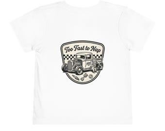 Camiseta infantil retro Hot Rod "Demasiado rápido para dormir" / Camiseta de coche para niños