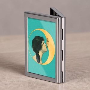 Moon Kiss Cigarettes by Alphonse Mucha Credit Card Holder Vintage Business Card Case Mini Card Wallet Gift