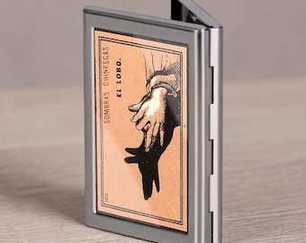 Istruzioni per burattini d'ombra vintage Sigarette El Lobo di Alphonse Mucha Porta carte di credito Custodia per biglietti da visita vintage Mini portafoglio Regalo