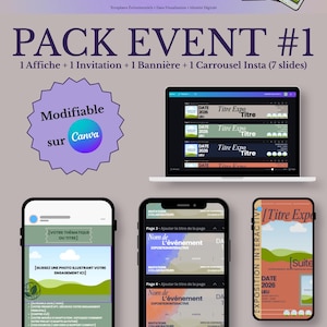 Pack Event #1 - Exposition Interactive | Templates Canva : Affiche, Invitation, Bannière, Carrousel Insta | Design Agence Minimaliste