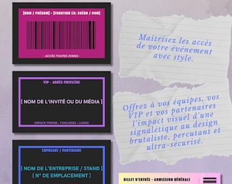 Printable Event Pass Template Canva, Festival Badge Staff VIP, Concert Ticket Template, Exhibition Pass Design, Corporate Event Lanyards