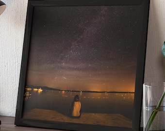 Milky Way Over Lake Winnipesaukee Dock – Night Sky Wall Art | Framed Photo Print