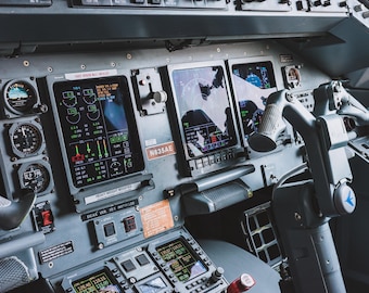 Embraer 145 Cockpit at Charlotte – Aviation Flight Deck Wall Art | Unframed Photo Print