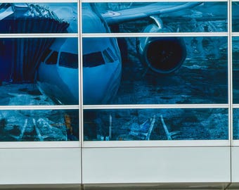 Airbus A321 Reflection at JFK – Airport Window Aviation Wall Art | Unframed Photo Print