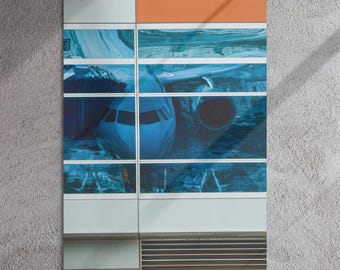 Airbus A321 Reflection at JFK – Airport Glass Aviation Wall Art | Metal Print