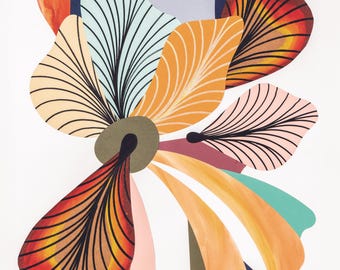 Mixed Media Kunstdruck – Handgezeichnete Aquarellcollage aus der brasilianischen Biomes-Kollektion