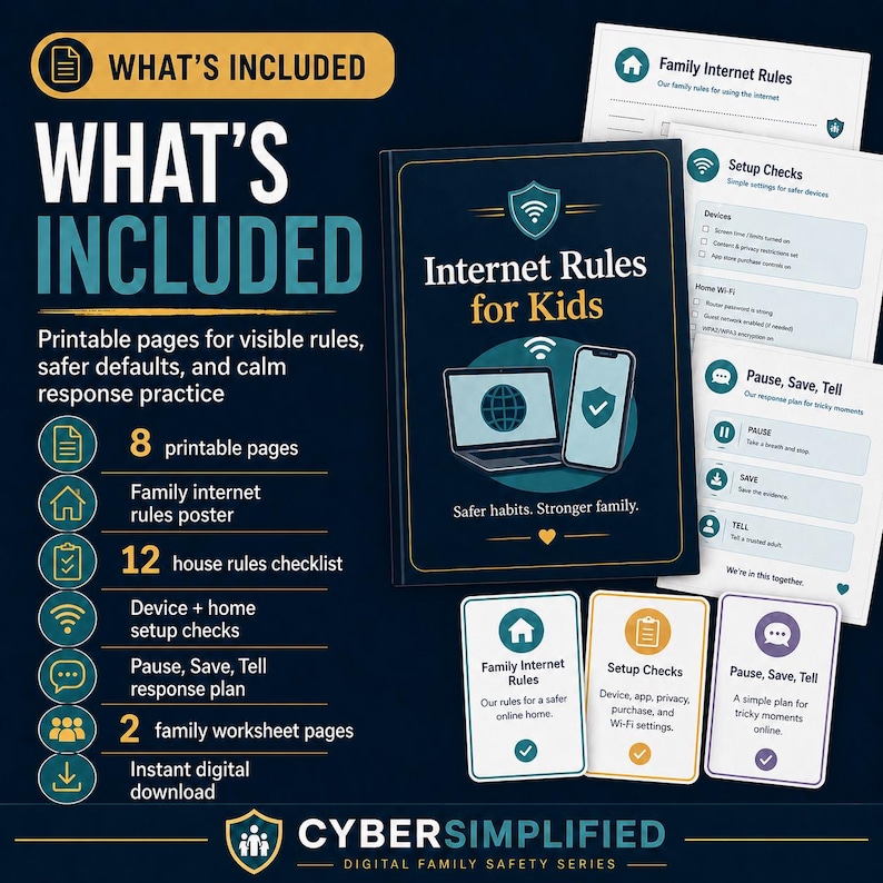 Kids Internet Rules Poster and Family Online Safety Guide Editable PDF ...