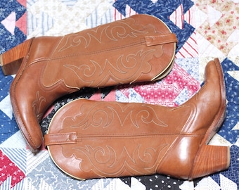 RYDER vintage 1970s leather cowgirl boots | 70s Dingo boho cowboy western boots