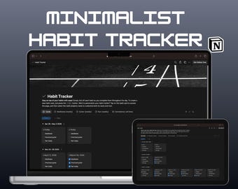 Minimalist Notion Habit Tracker, Daily Routine Planner, Goal Setting Dashboard