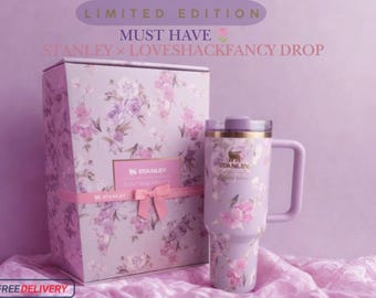 Stanley x LoveShackFancy Limited Edition 40oz Quencher Tumbler | Floral Lavender Purple Gift Set | Free Delivery | Rare Collab