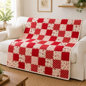 Rose Garden Quilt Pattern PDF | Beginner Fat Quarter Friendly Throw | Floral Patchwork Quilt | Instant Download