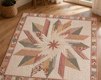 Motif de courtepointe en étoile PDF – courtepointe en patchwork d'étoiles vintage – conception de courtepointe florale – motif de courtepointe bricolage – téléchargement immédiat