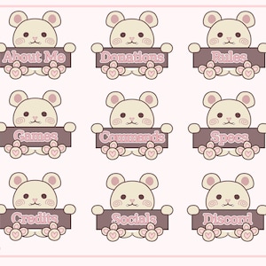 Paneles de osos para streamers / Gráficos para VTubers / Paneles kawaii para Twitch (Descarga instantánea)