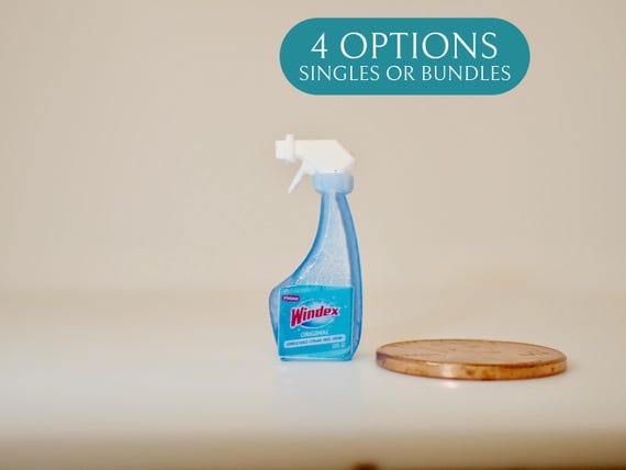 1:12 Scale Brand-Like Glass Cleaner Spray Bottles – Dollhouse Miniature Cleaning Supplies (3D Printed) by LBMinisStudio