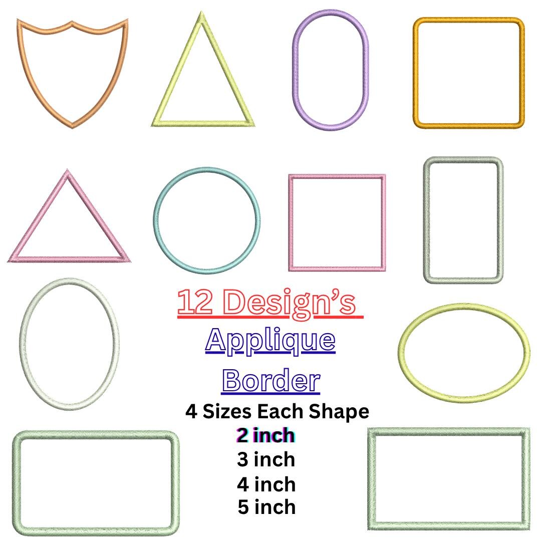 Applique Border Embroidery Designs Bundle | 12 Shapes, 4 Sizes (digital ...