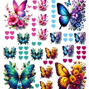 Butterfly UV DTF Transfer Sheet for 4 Cups | Floral Butterfly Wrap Bundle | 16 oz Libbey Glass Can Decals | DIY Tumbler & Keychain Decor