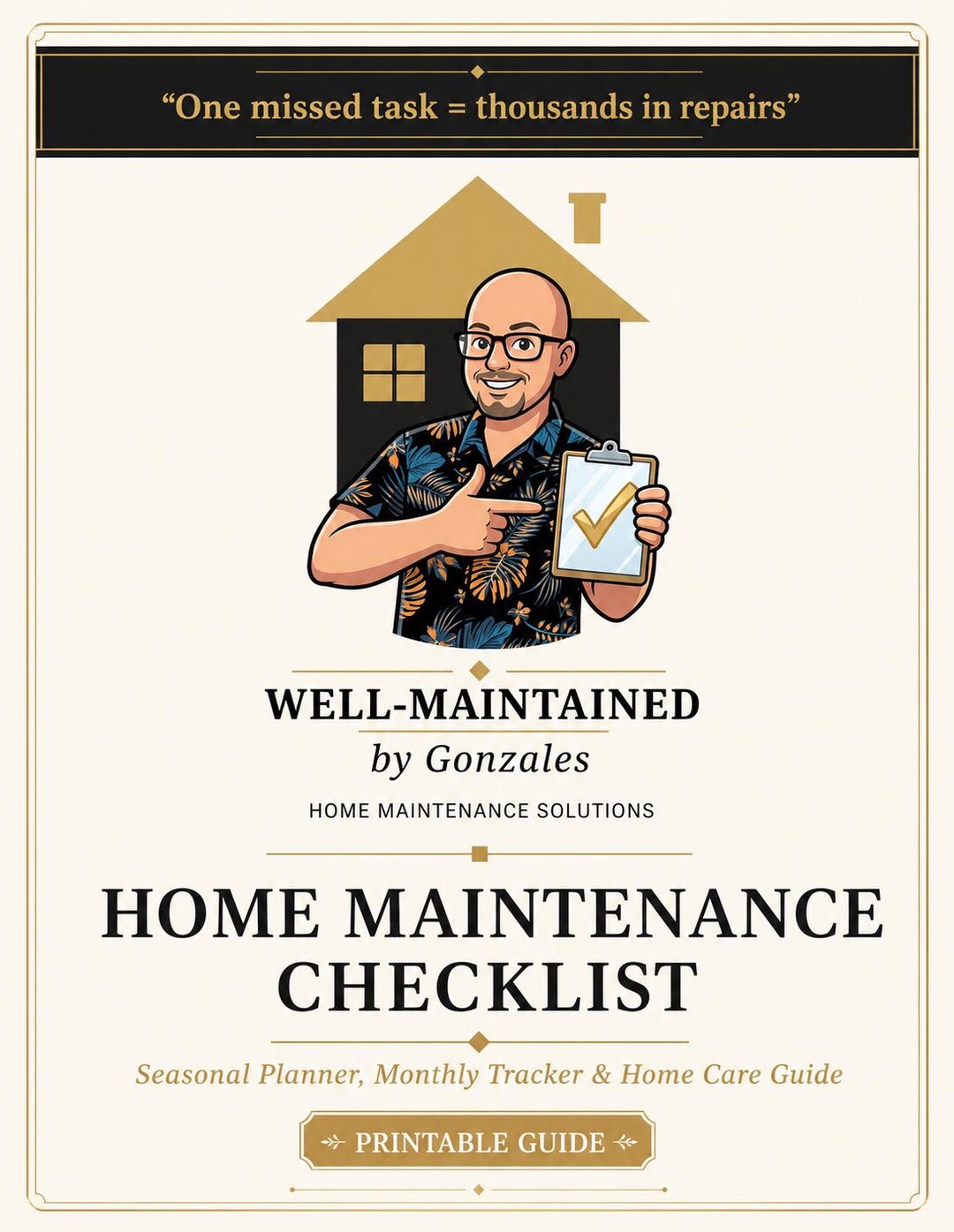 Home Maintenance Checklist — Printable PDF, Seasonal & Monthly Tracker ...