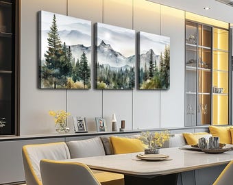 Trees Wall Decor Art Set of 3 Printed Canvases 16"x12"