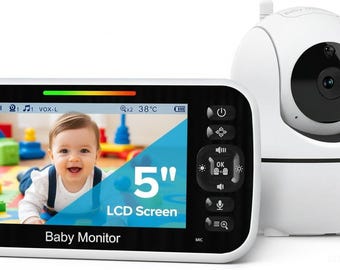 5" Baby Monitor with Camera and Audio, No WiFi Secure Camera