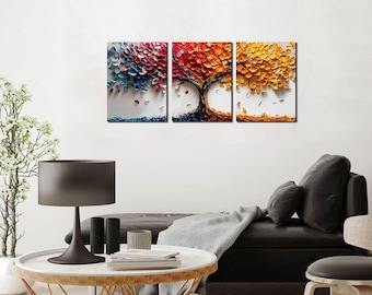 Pastel Tree Wall Art Set of 3 Canvases 16"x12"