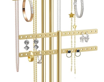 Gold Jewelry Stand Holder Organizer: 14.5" Sturdy Hanger for 80 Pcs Jewelry