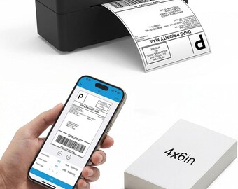 Bluetooth Thermal Shipping Label Printer, 4x6 Wireless Thermal Label Printer