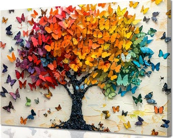 Colorful Butterflies Wall Art Decor 24"x16"