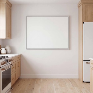 Float Mounted Landscape 5:4 Aspect Ratio Kitchen Frame Mockup, Hi-resolution (PSD) White Frame