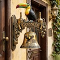 Guinness Toucan Doorbell Wall Bell | Vintage Pub Style Hanging Door Chime | Tropical Bird Decor | Rustic Entryway Accent
