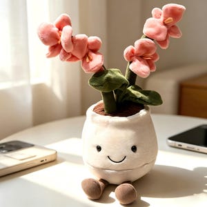 Jellycat Pflanze Serie Spaß pink Orchidee Topflappen Plüschtier Dekoration Geschenk Geeignet als Geburtstagsgeschenk oder zur Dekoration Muttertag