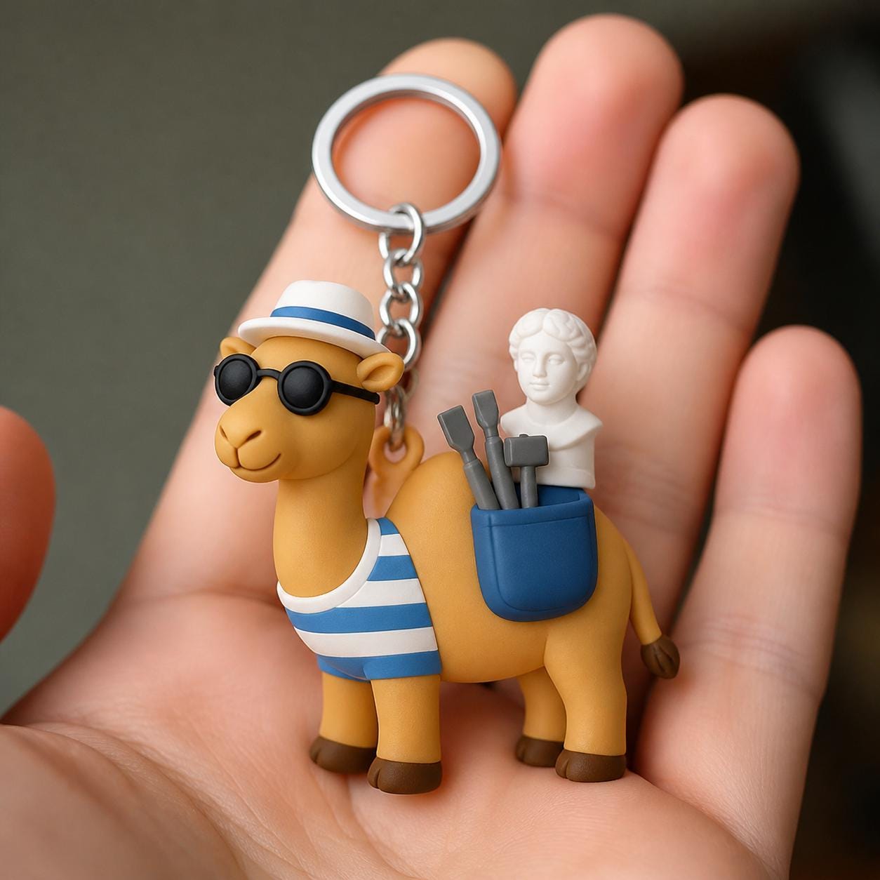 Camel Desert Sculptor Keychain, Hand Painted Artisan 3D Printed ...