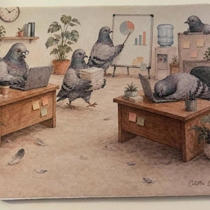 Funny Watercolour Pigeon Mouse Pad,, Animal Art, Work from Home Gift, Bird Lover Gift, Office Humor, Creative Desk Decor