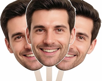 Personalized Photo Face Masks with Stick Hen Stag, Birthday Party Masks