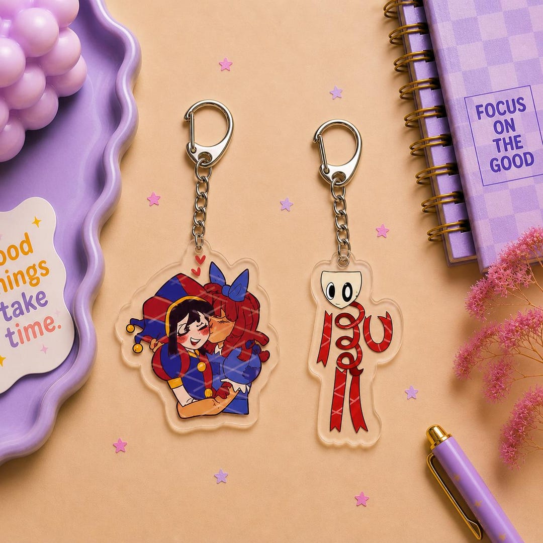 Gangle Backpack Amazing Digital Circus Keychain – Pomni & Gangle Acrylic Keyring ...