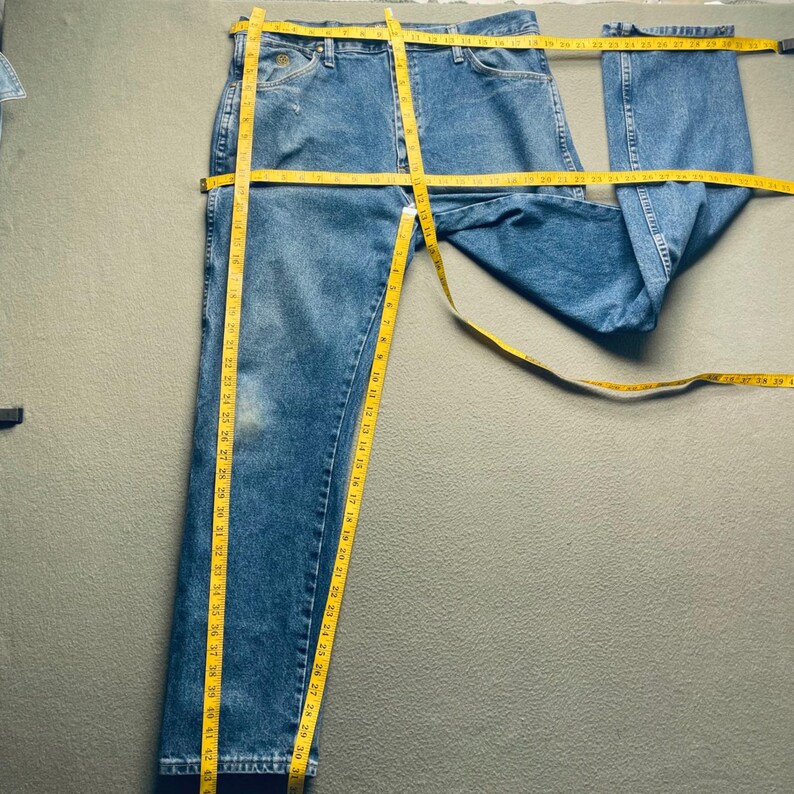 Calça jeans masculina Wrangler, 100% algodão, tamanho 36x32, modelo George Strait Relaxed Straight Western, azul. imagem 7