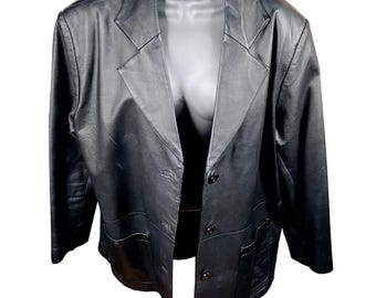Savannah zwarte leren blazer dames 14 Vintage Y2K Moto Grunge-jas