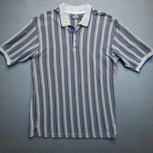 VTG Brittania Levi Strauss Mens XL Polo Shirt Vintage Blue Green Striped Cotton