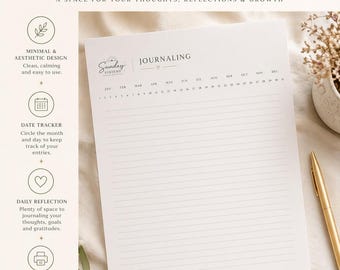 Journaling Sheet Printable (Minimal Daily Reflection Template PDF)