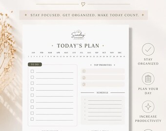 Daily To Do List Planner | Minimal Printable Worksheet (PDF Download)