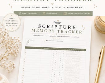 Hoja de trabajo imprimible para memorizar versículos bíblicos cristianos (tamaño carta estadounidense, 8.5 x 11 pulgadas)
