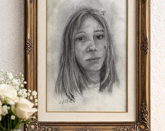 Hand-Drawn Charcoal Portrait from Your Photo