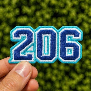 Parche bordado 206 / Parche con código de área