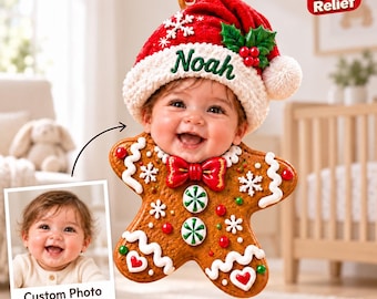 Personalized Baby Christmas Acrylic Ornament, Custom Name Gingerbread Outfit, 3D Relief First Christmas Keepsake, Gift 2026