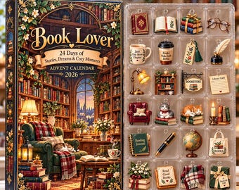 Bookish Advent Calendar 2026 - Miniature Reader & Book Ornaments Box - Holiday Present