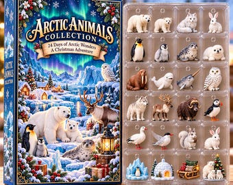 Polar Bear Countdown Calendar - 24 Days of Arctic Wonders Christmas Box - Winter Decor