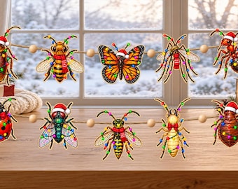 Wooden Christmas Garland, Festive Butterfly Bee And Ladybug Ornaments, Colorful Insect Holiday Home Decoration, Gift 2026