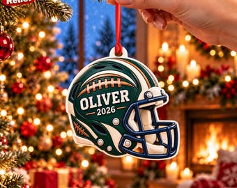 Personalized Football Helmet Acrylic Ornament, Custom Name And Year, 3D Relief Christmas Gift For Football Players, Gift 2026