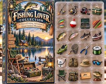 Fisherman Countdown Calendar - 24 Days of Adventure Christmas Box - Lake House Decor