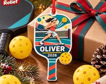 Personalized Pickleball Acrylic Ornament, Custom Name 3D Relief Christmas Decoration, Pickleball Player Gift 2026