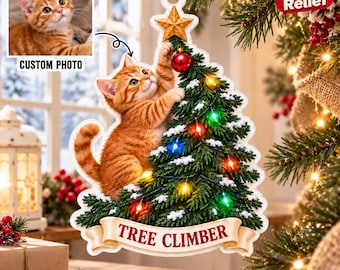 Personalized Cat Christmas Acrylic Ornament, Custom Pet Photo 3D Relief Decoration, Cute Kitten Tree Holiday Gift, Gift 2026